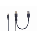 Gembird 0.9m 2x USB 2.0 A/mini-B M USB-kabel 0,9 m Micro-USB A Mini-USB B Zwart