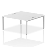 Dynamic Impulse Back-to-Back 2 Person Bench Desk W1600 x D1600 x H730mm With Cable Ports White Finish Silver Frame - IB00129 DD