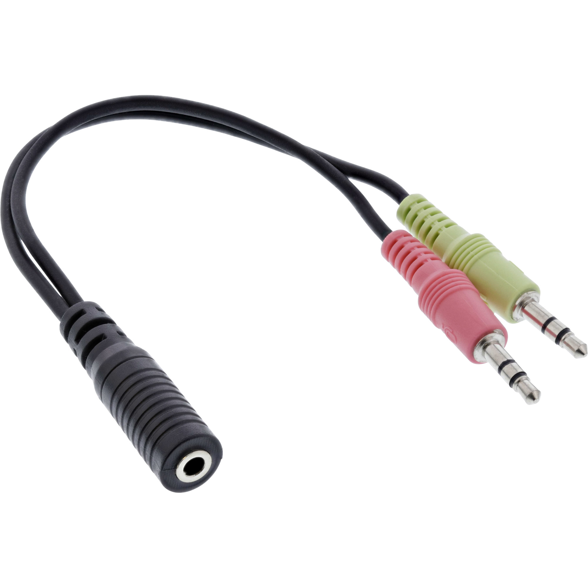 99312I INLINE INC Audio Headset Adapterkabel - 2x 3,5mm Stecker an 3,5mm Buchse CTIA - 0,15m