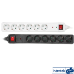 InLine Socket strip CEE 7/3, 6-way, overvoltage protection, switch, black