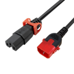 FDL 1M IEC C14 PLUG TO C15 SOCKET DUAL LOCKING EXTENSION