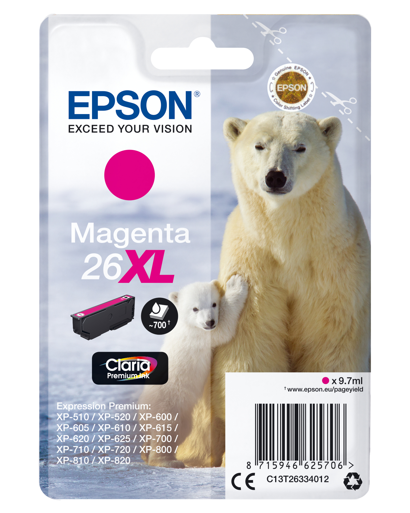Image of Epson C13T26334012/26XL Ink cartridge magenta high-capacity XL,...