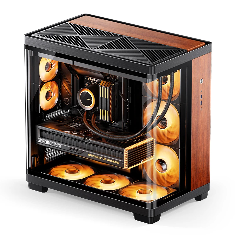 TK-4 Wood Dual Chamber ATX Mid-Tower Tempered Glass - Black