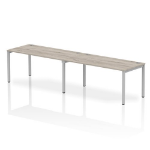 Dynamic Impulse Single Row 2 Person Bench Desk W1600 x D800 x H730mm Grey Oak Finish Silver Frame - IB00305 DD