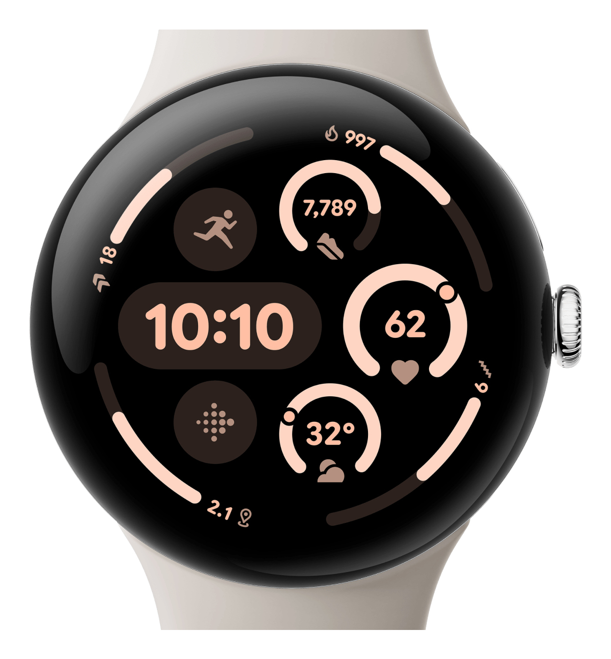 Google Silver Pixel Watch 3 Amoled 45 Mm Digital Touchscreen Wi-Fi Gps