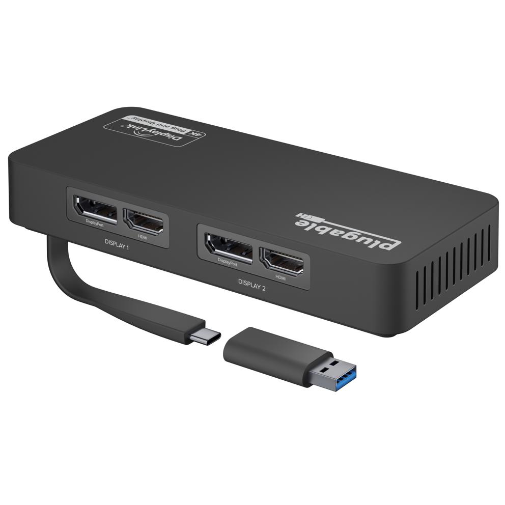USBC-6950U PLUGABLE TECHNOLOGIES PLUGABLE 4K DISPLAYPORT AND HDMI DUAL MONITOR ADAPTER FOR USB 3.0 AND USB-C, COM