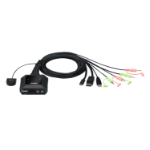 ATEN 2-Port USB-C DisplayPort Hybrid Cable KVM Switch - 4096 x 2160 pixels - 4K Ultra HD - 0.74 W - Black