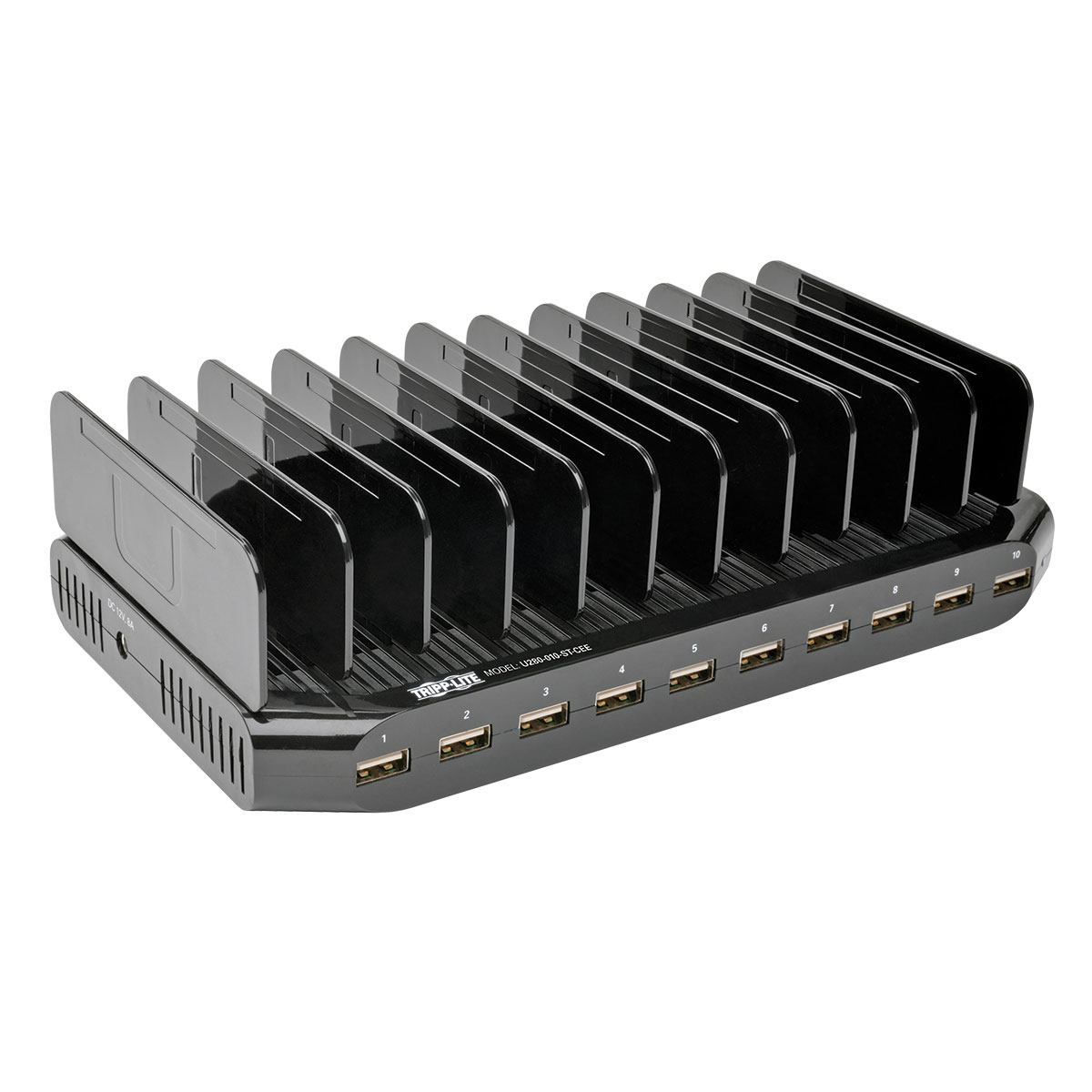 Tripp Lite 10-Port USB Charging Station with Adjustable Storage, 12V 8A (96W) USB Charger Output, Schuko Power Cord