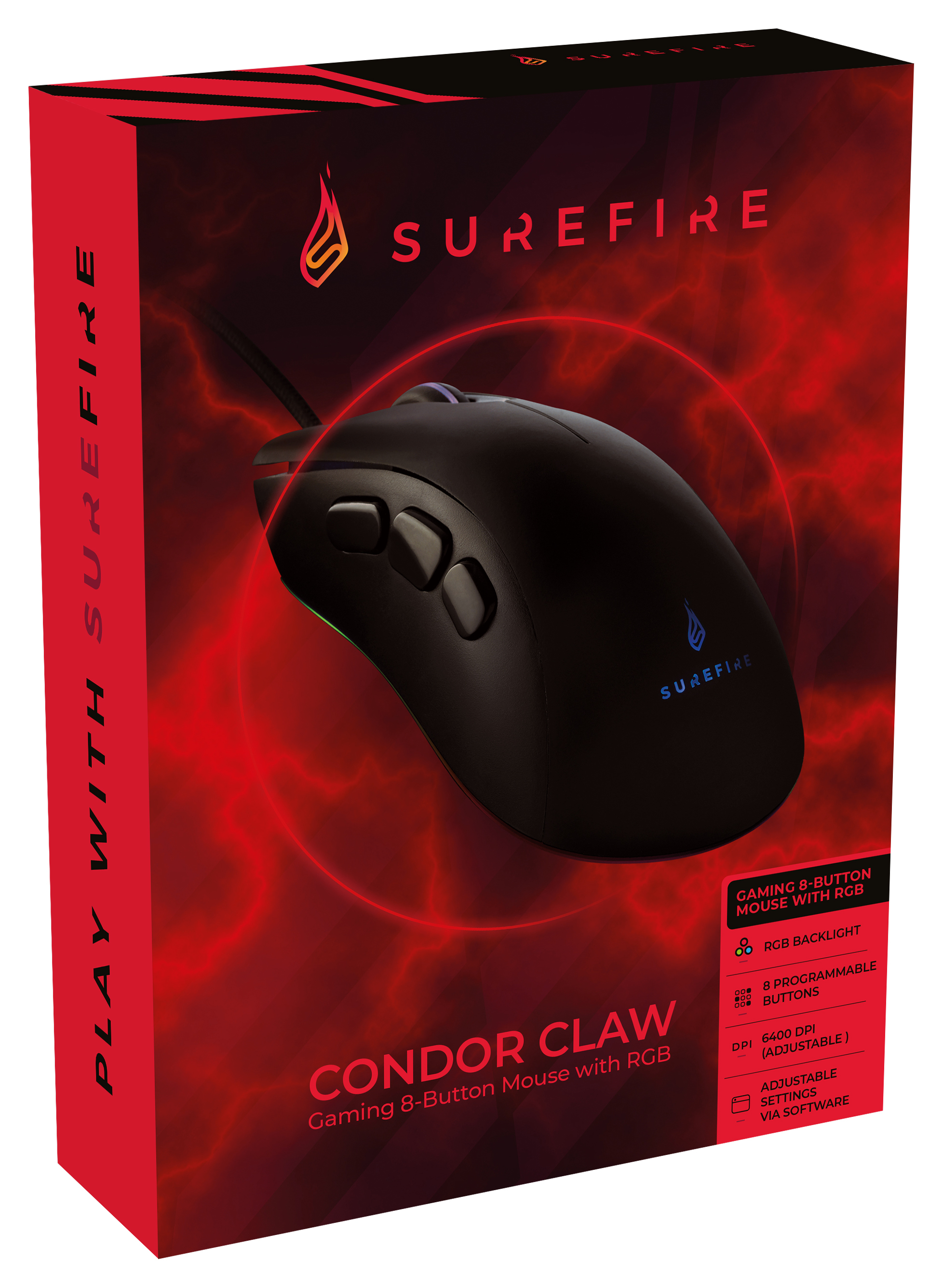 Image of SureFire Condor Claw mouse Right-hand USB Type-A Optical 6400 DPI