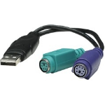 Astrotek PS2/USB 2.0 Adapter PS/2 cable USB 2.0 A 2x PS/2 FM Black