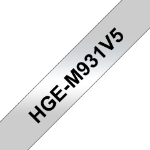 Brother HG-M931V5 DirectLabel black on silver matt Laminat 12mm x 8m Pack=5 for P-Touch RL 700 S/ 9500 PC/ 9700 PC/ 9800 PCN