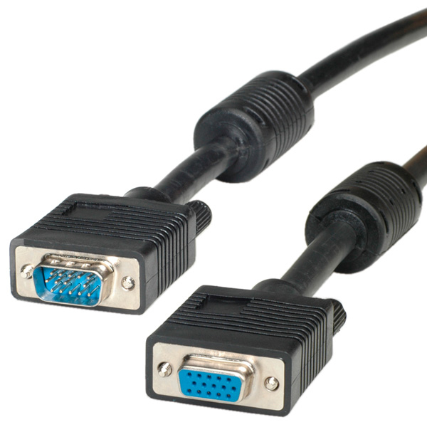 Image of ROLINE HQ VGA Cable with Ferrite, HD15 M - HD15 F 10 m