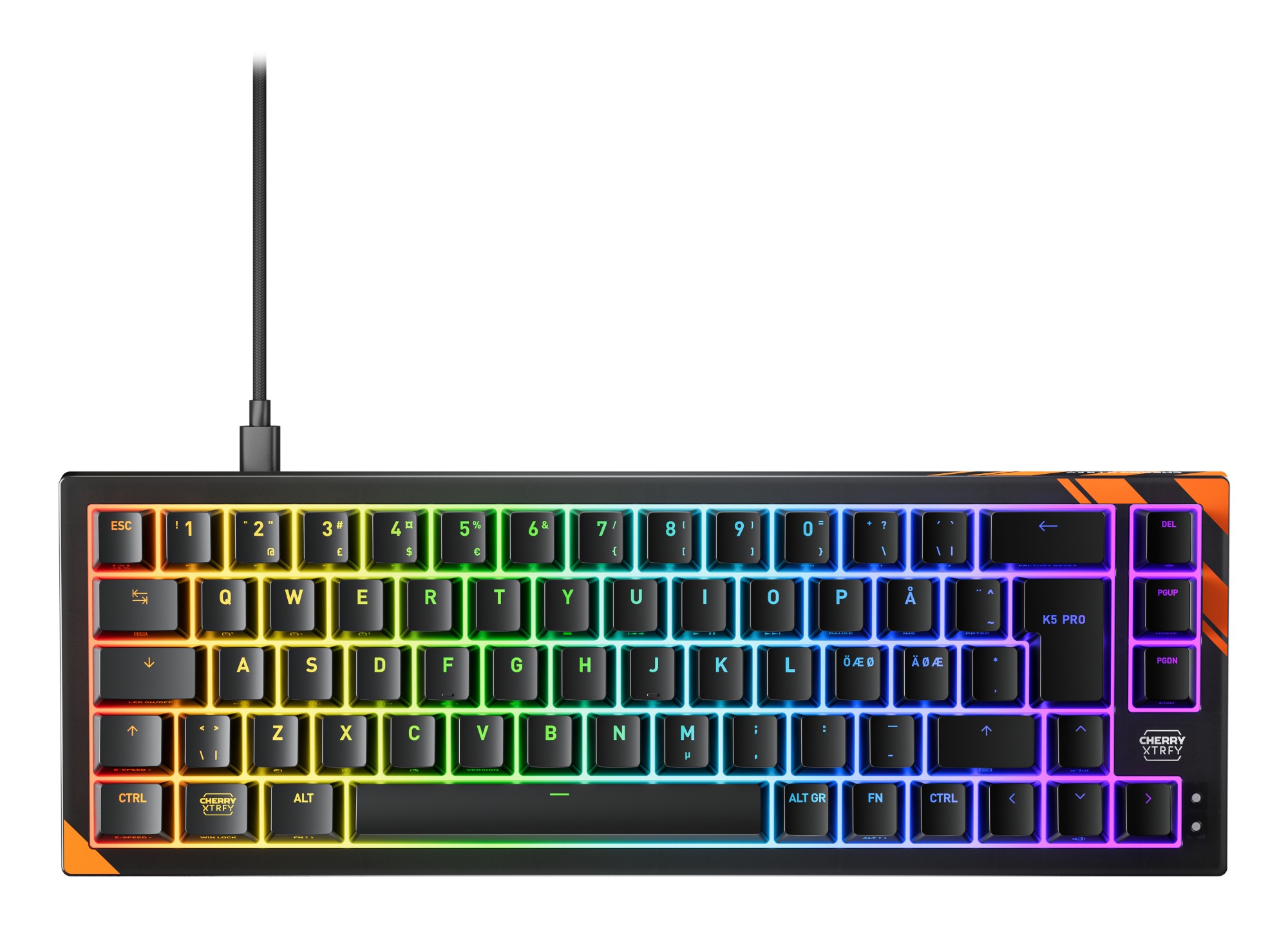 CHERRY K5 PRO TMR COMPACT keyboard Gaming USB QWERTY Nordic Black, Orange