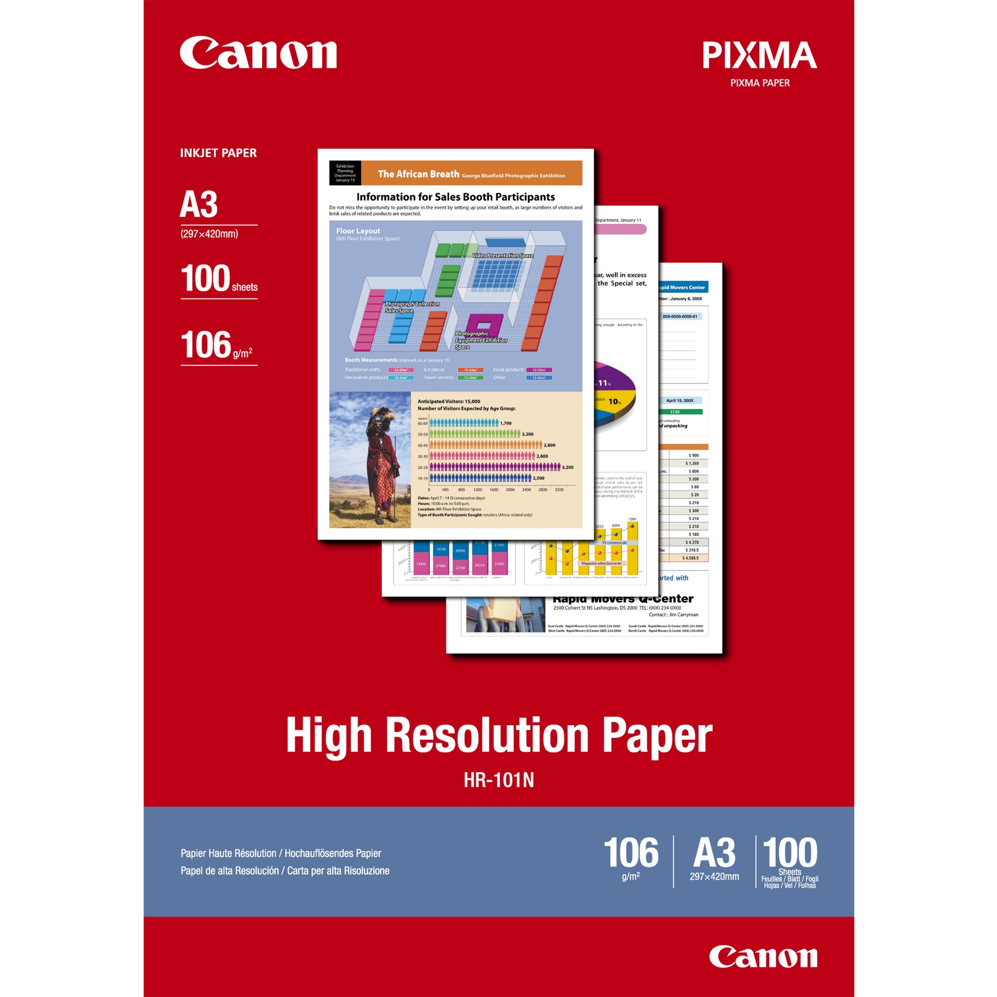 Photos - Office Paper Canon HR-101N High Resolution Paper A3 - 100 Sheets 1033A005 