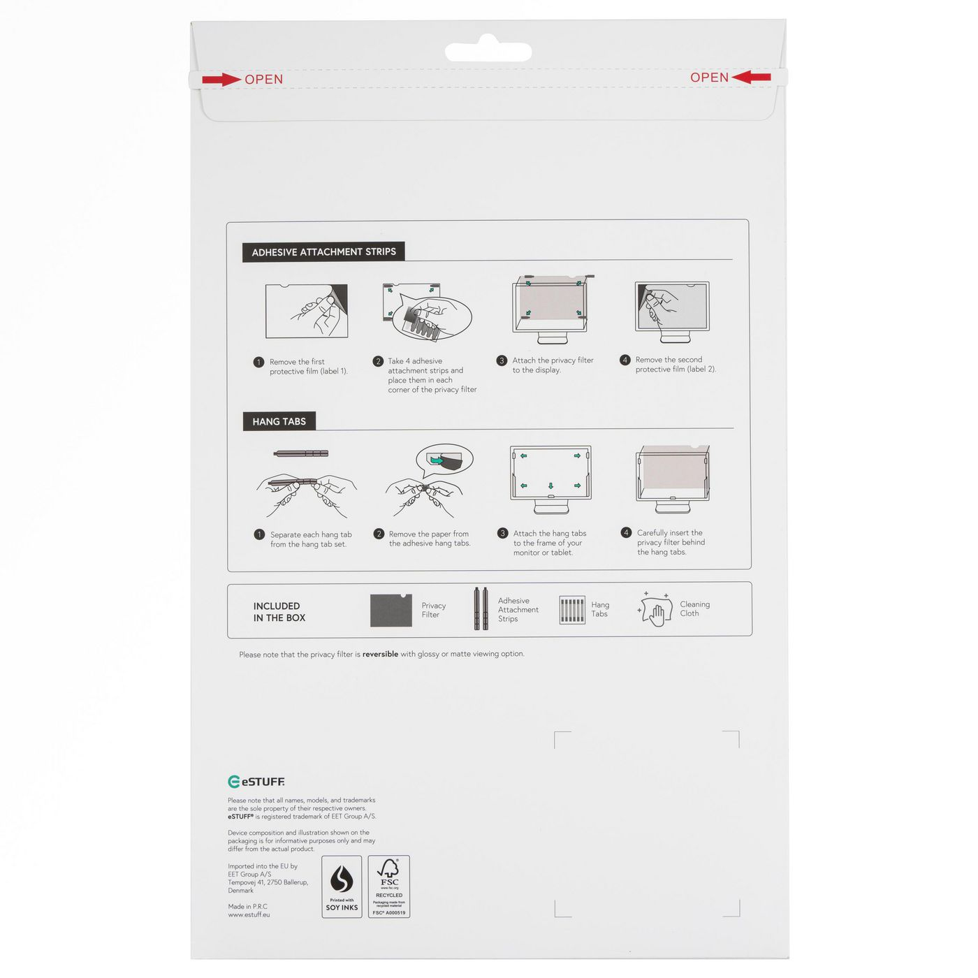 eSTUFF GLBB16355201 display privacy filter 40.6 cm (16") Laptop Frameless display privacy filter