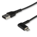 StarTech.com Cable Resistente USB-A a Lightning de 1 m - Negro -Acodado en un Ángulo de 90° a la Derecha - Cable de Carga y Sincronización USB Tipo A a Lightning de Fibra de Aramida Resistente - MFi - iPhone