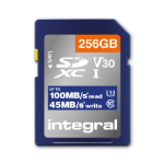 Integral 256GB SD MEMORY CARD SDXC UHS-1 U3 CL10 V30 UP TO R-100 MBS