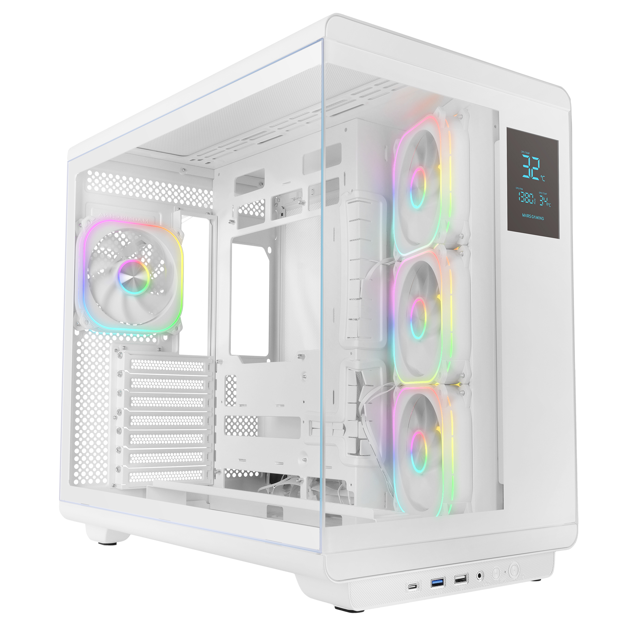 Mars Gaming White Mcrevprow Computer Case Midi Tower