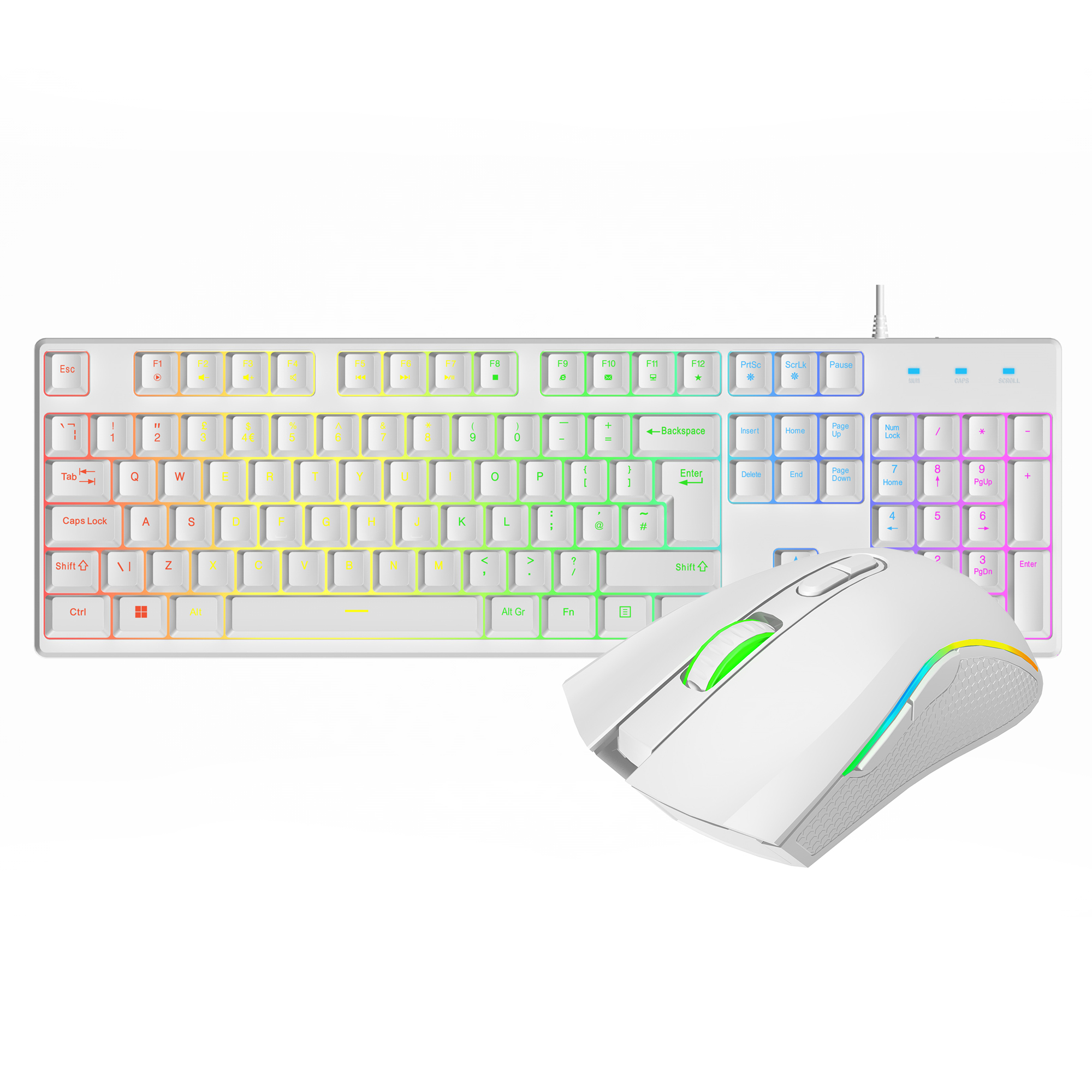 REBEL 2IN1 WHITE USB DESK KIT keyboard Mouse included Gaming QWER