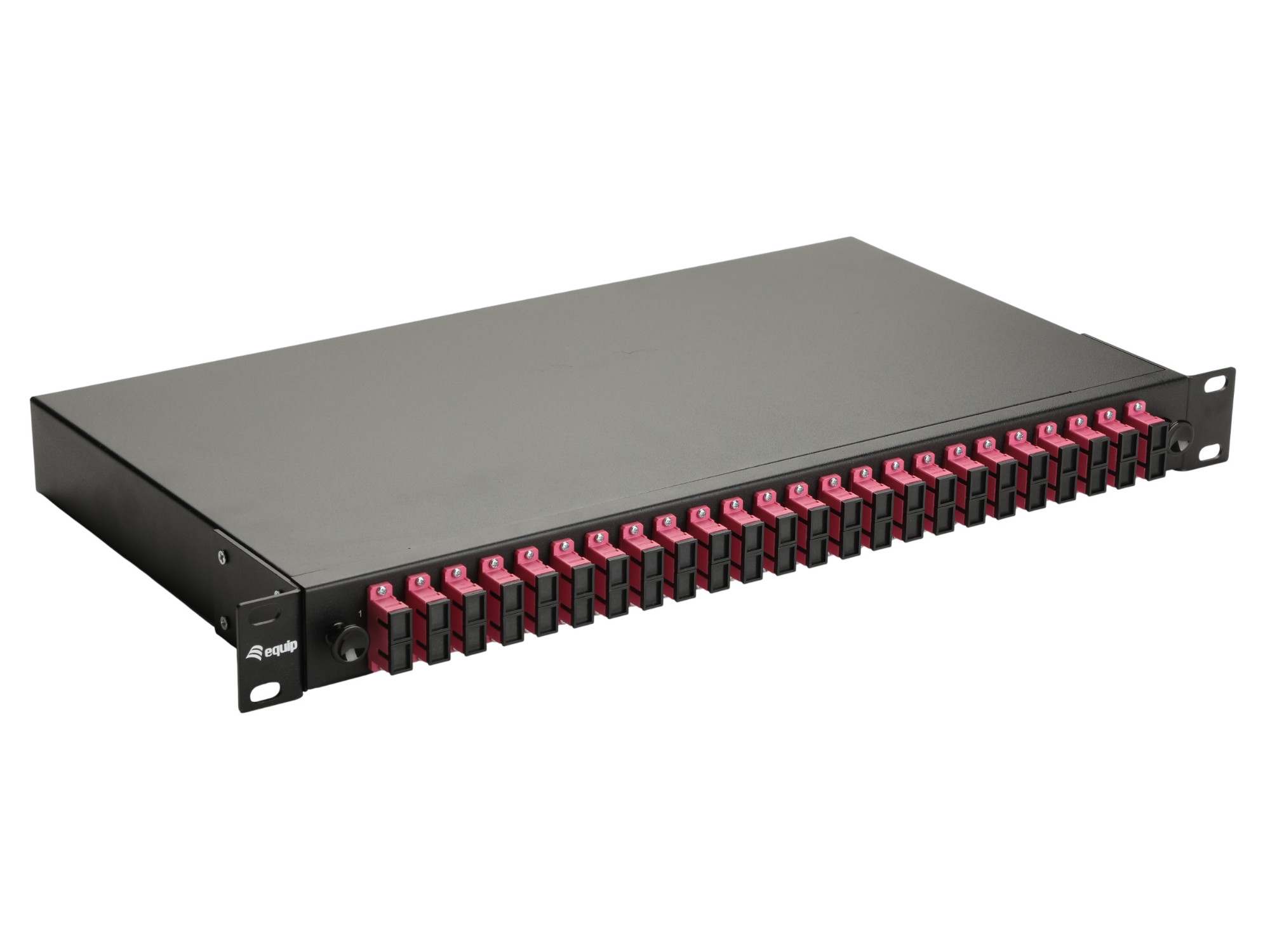Image of Equip 24-Port Fiber Optic Splice Box. SC Duplex. OM4. 1U. Equipped. Bl