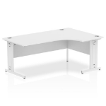 Dynamic Impulse Contract Right Hand Crescent Cable Managed Leg Desk W1800 x D1200 x H730mm White Finish/White Frame - I002399 DD