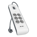 Belkin BSV604VF2M-V2 Overspanningsbeveiliging Grijs, Wit 6 AC-uitgang(en)