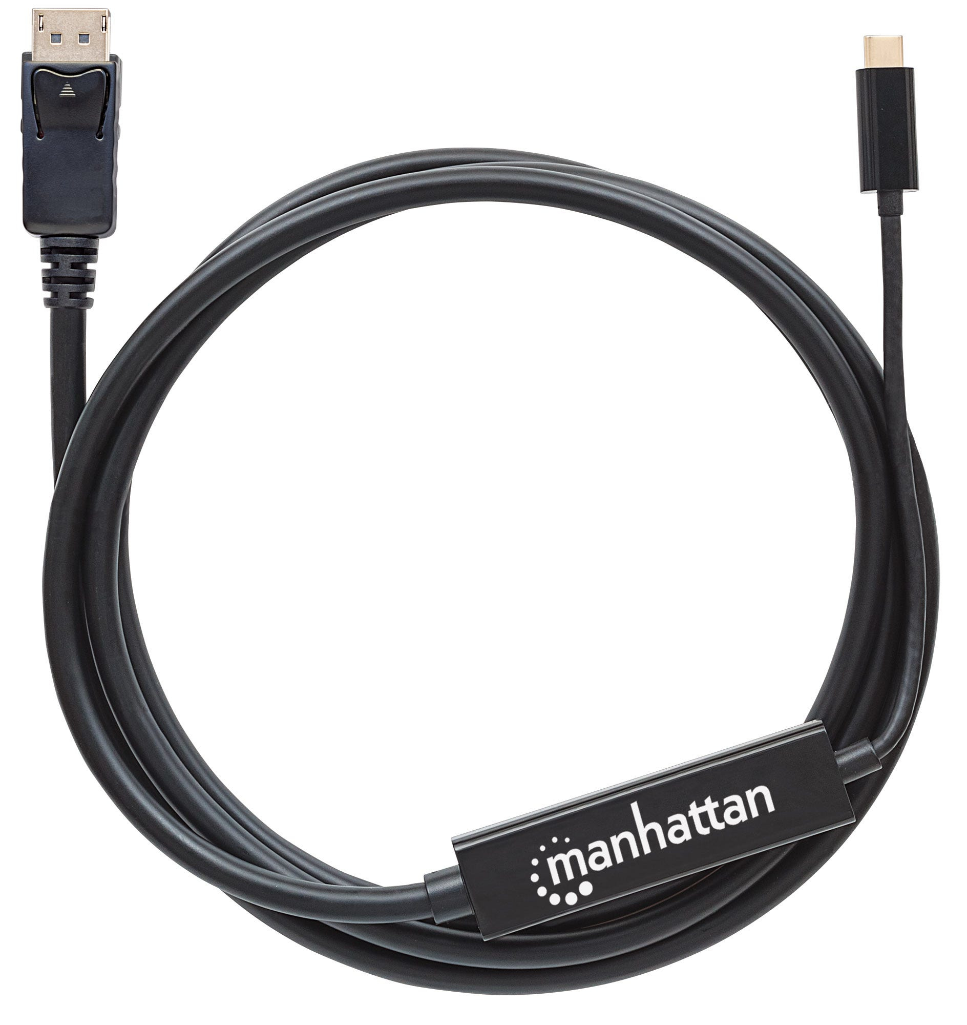 Manhattan USB-C to DisplayPort Cable, 4K, 2m, Male to Male, 3840x2160@60Hz; 4K Ultra HD Video Aspect Ratio 21:9, Black, Polybag