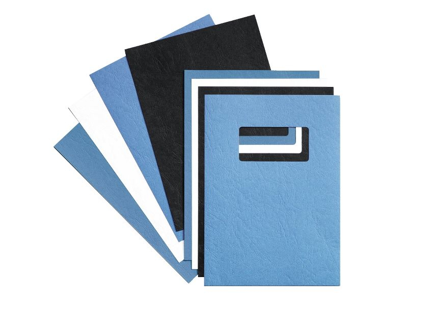 Image of GBC LeatherGrain Binding Covers 250gsm with window A4 Black (50)
