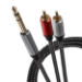 Maplin 1/4" 6.35mm 3 Pole Jack Plug to Twin RCA Cable Braided 3m