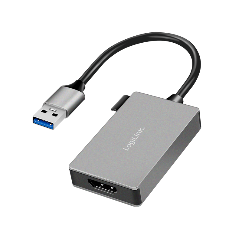 LogiLink USB 3.0 adapter, A/M to HDMI-A/F, 1080p/60 Hz, grey, 0.15 m
