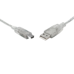 8WARE USB 2.0 Cable 3m A to B 5-pin Mini Transparent Metal Sheath UL Approved