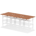 Dynamic Air Back-to-Back W1400 x D800mm Height Adjustable Sit Stand 6 Person Bench Desk With Cable Ports Walnut Finish White Frame - HA02158 DD  Chert Nigeria