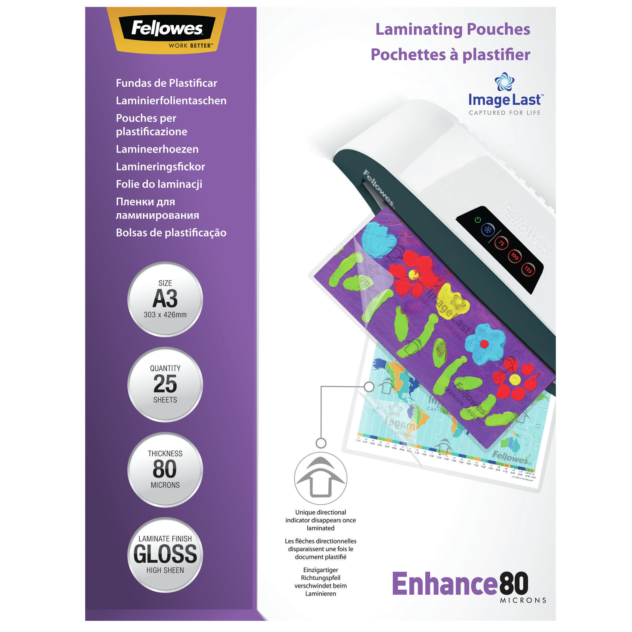 Image of Fellowes ImageLast A3 80 Micron Laminating Pouch - 25 pack