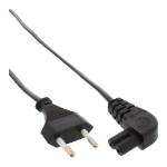 InLine power cable, Euro male / Euro8 male angled, black, 1m