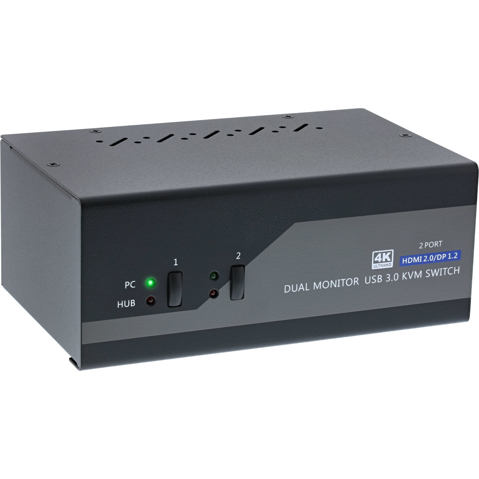 62642I INLINE INC KVM Desktop Switch - 2-fach - Dual Monitor - DP+HDMI - 4K - USB 3.0 - Audio
