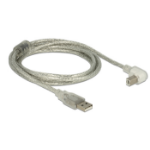 DeLOCK 2m, USB2.0-A/USB2.0-B USB cable USB A USB B Silver, Transparent