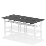 Dynamic Air Back-to-Back W1600 x D800mm Height Adjustable Sit Stand 4 Person Bench Desk With Cable Ports Black Finish White Frame - HA02968 DD