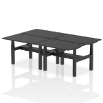 Dynamic Air Back-to-Back W1200 x D800mm Height Adjustable Sit Stand 4 Person Bench Desk With Cable Ports Black Finish Black Frame - HA02856 DD