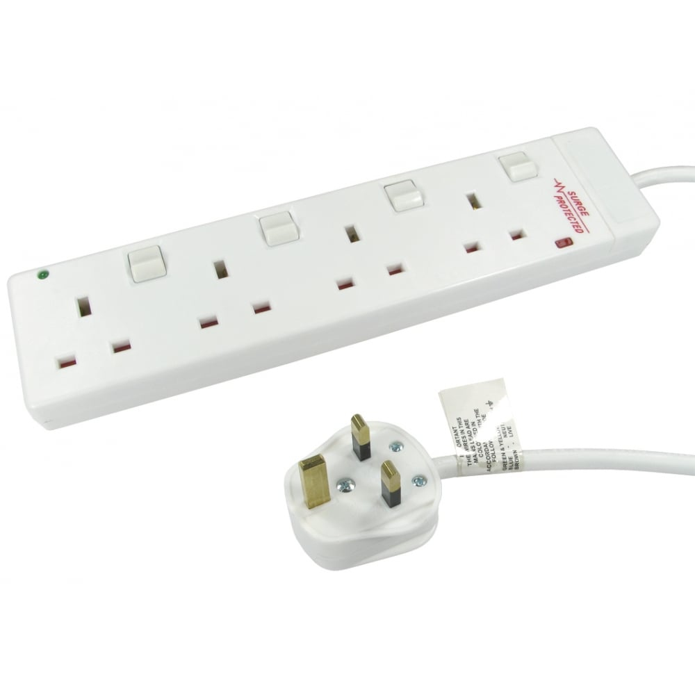 Photos - Surge Protector / Extension Lead Cables Direct RB-10-4GANGSWD surge protector White 4 AC outlet(s) 10 m 