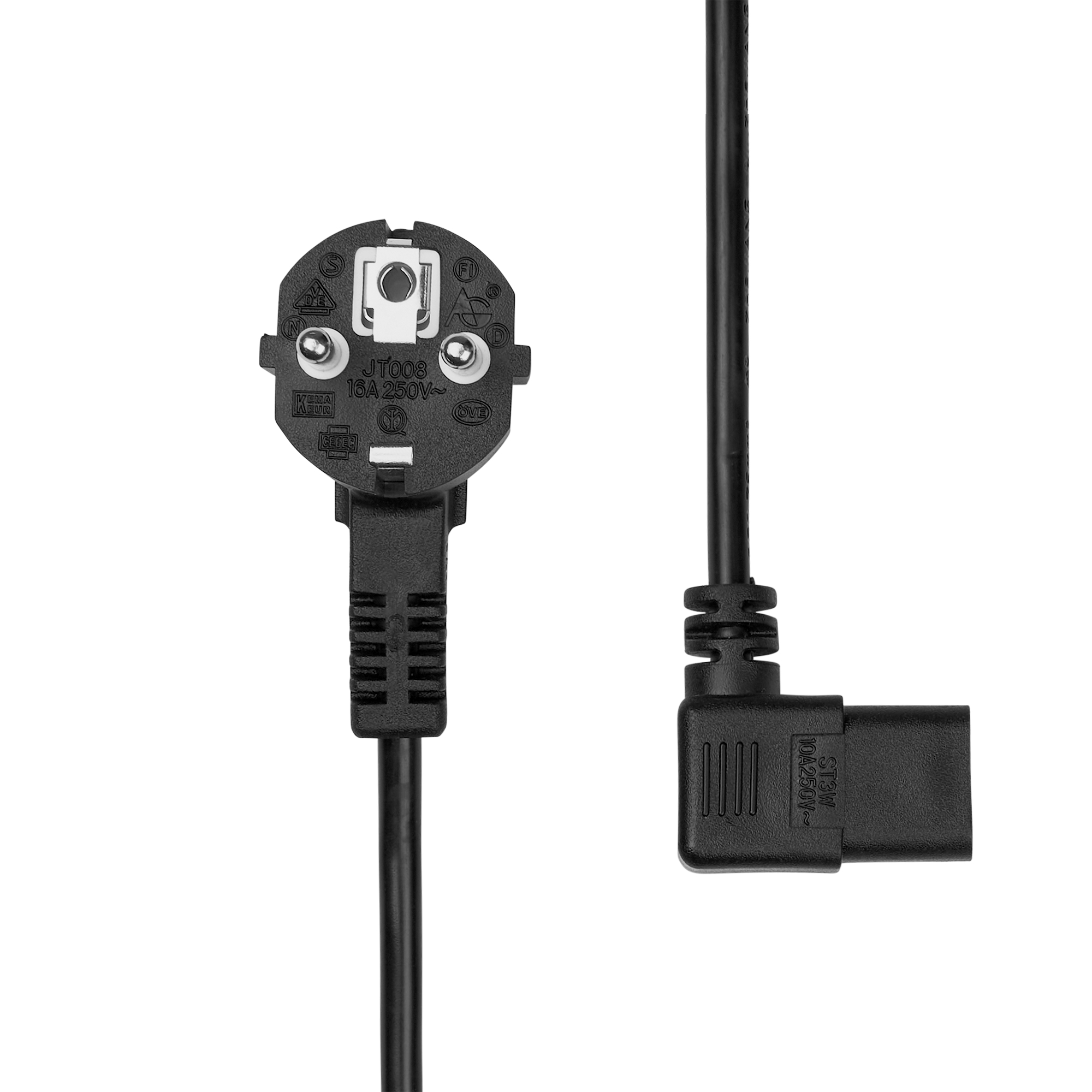Image of ProXtend Angled Type F (Schuko) to Angled C13 Power Cable, Black 2m