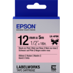 Epson C53S654031/LK-4PBK DirectLabel-etikettes black on pink 12mm x 5m for Epson LabelWorks LW-C 410/4-36mm/6-12mm/6-18mm/6-24mm