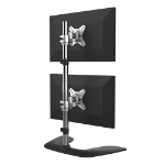 StarTech.com Verticale Dual Monitor Stand, Ergonomische Monitorstandaard voor Twee VESA Schermen to 27" (8kg), Vrijstaande Universele Monitorsteun/Bureaustandaard, Verstelbare Hoogte, Zilver