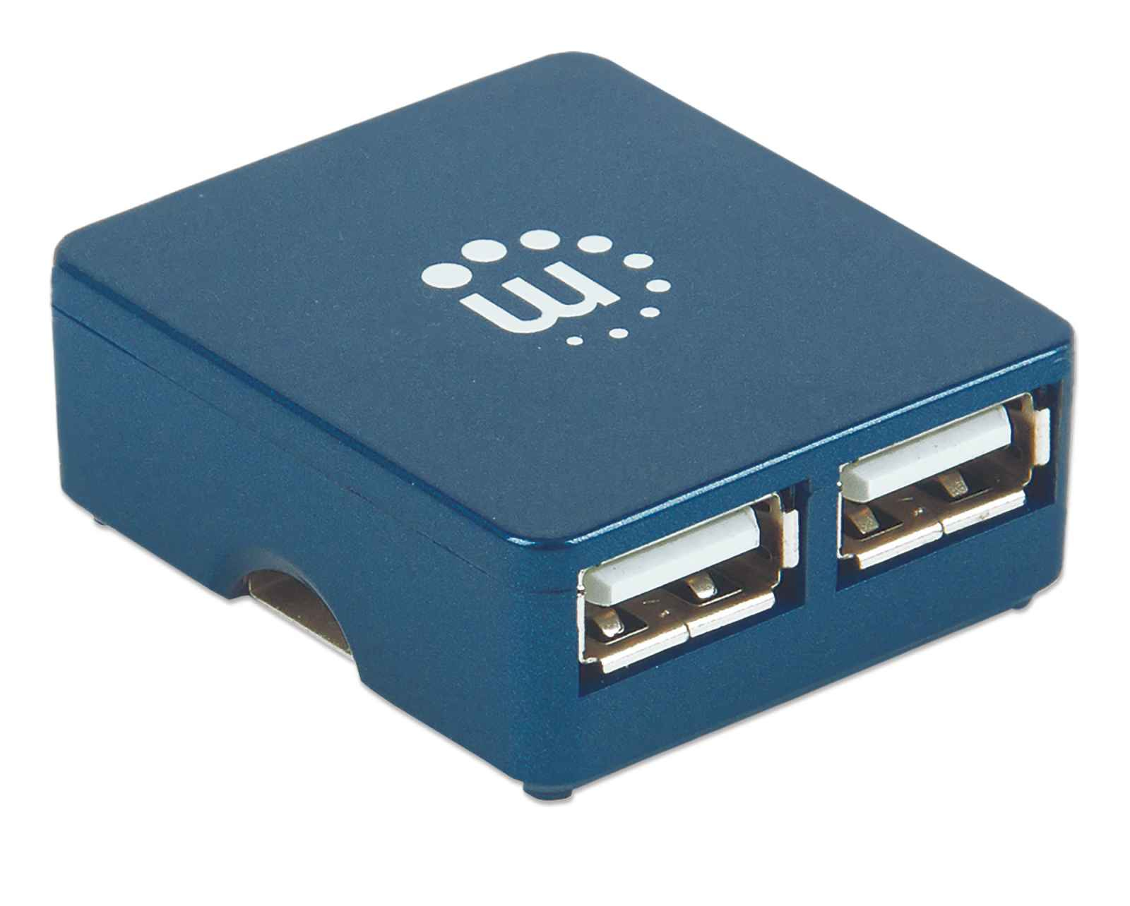 Manhattan USB-A 4-Port Micro Hub, 4x USB-A Ports, 480 Mbps (USB 2.0), Bus Power, Blue, Blister