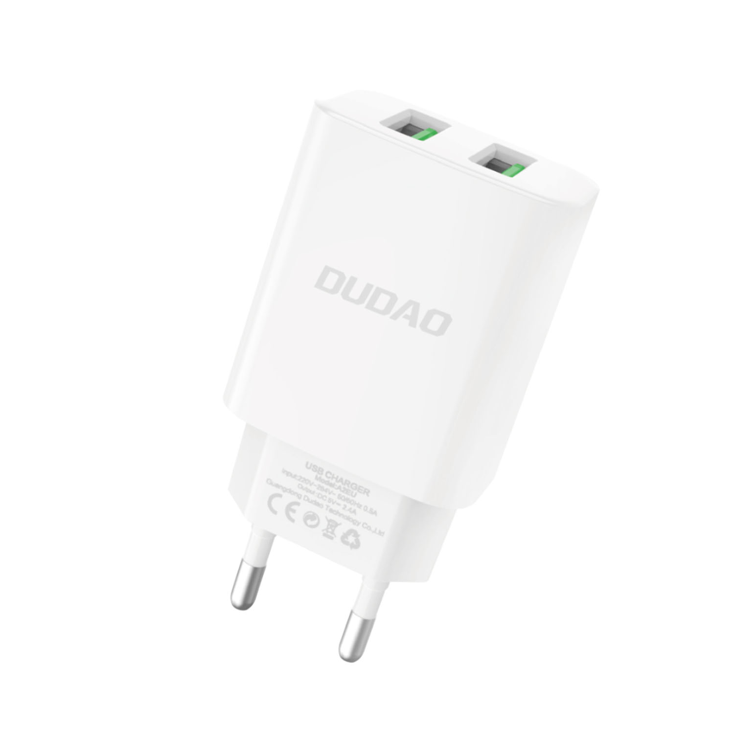Image of DUDAO EU charger 2 x USB 2.4A 5V DC white Universal AC Indoor