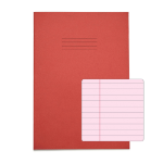 Rhino A4 Special Exercise Book 48 Page Red with Tinted Pink Paper F8M (Pack of 50)