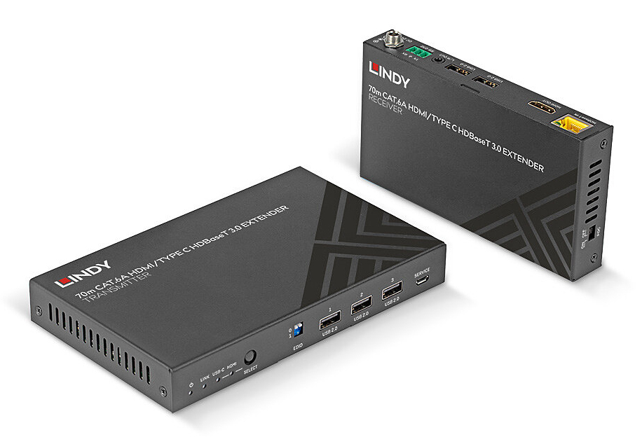 Lindy 70m Cat.6A HDMI 4K60 & Type C HDBaseT 3.0 KVM Extender