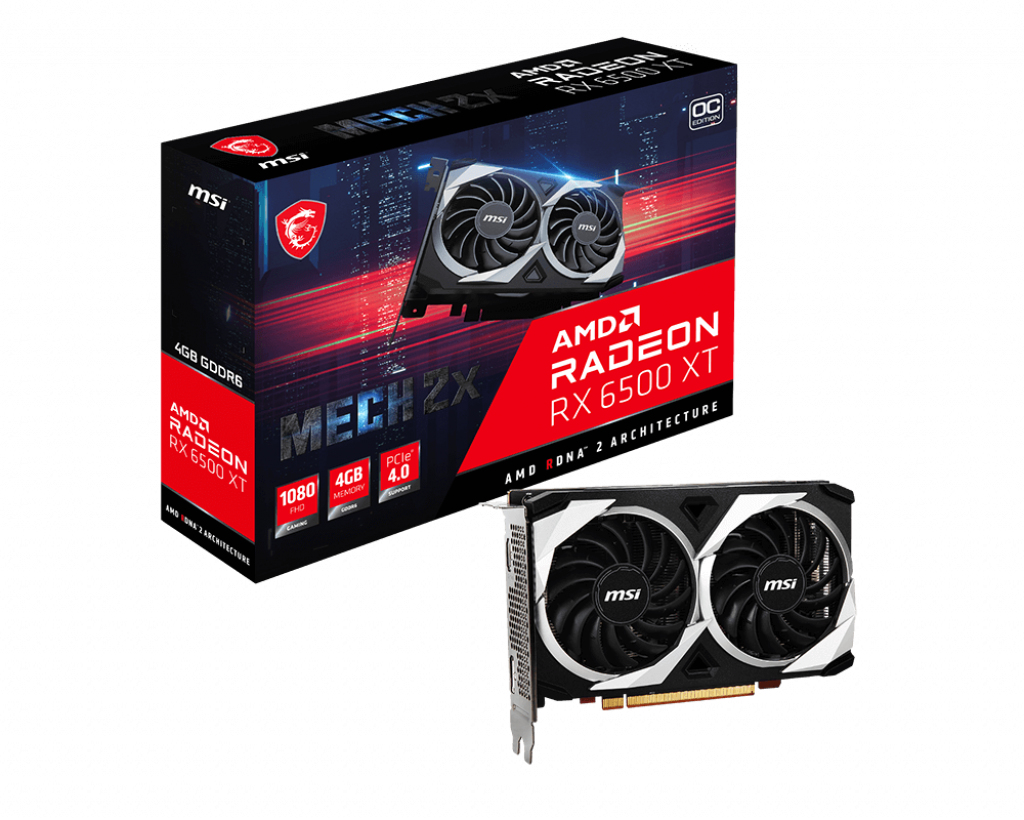 Image of MSI MECH RADEON RX 6500 XT 2X 4G OC graphics card AMD 4 GB GDDR6