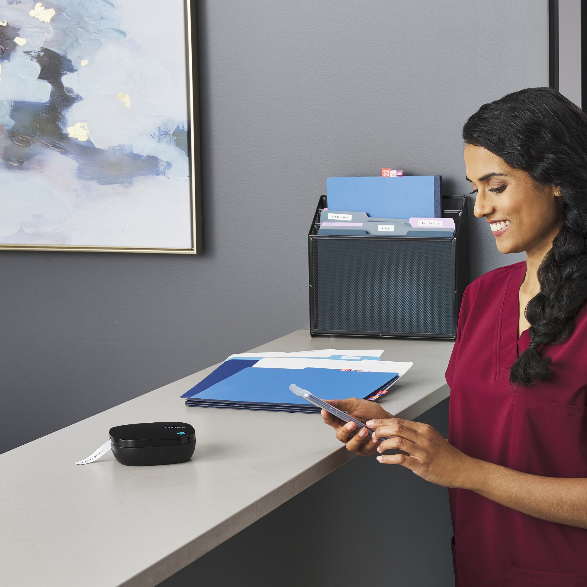 DYMO LetraTag 200B Bluetooth Label Maker | Compact Label Printer | Connects Through Bluetooth Wireless Technology to iOS and Android | Includes 1 White Paper Label Tape | Black