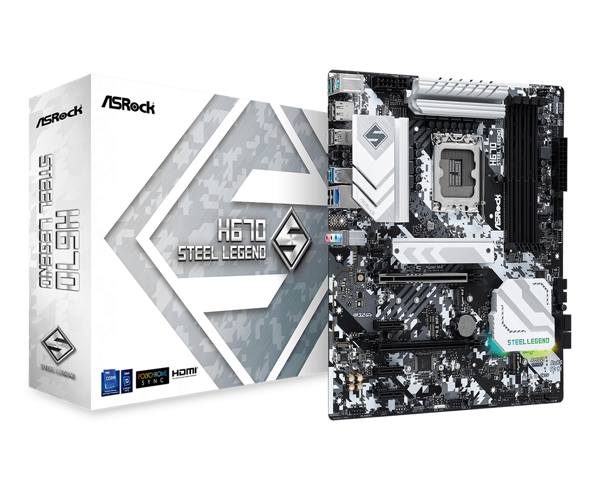 Image of Asrock H670 Steel Legend Intel H670 LGA 1700 ATX