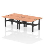 Dynamic Air Back-to-Back W1400 x D800mm Height Adjustable Sit Stand 4 Person Bench Desk With Cable Ports Beech Finish Black Frame - HA02034 DD